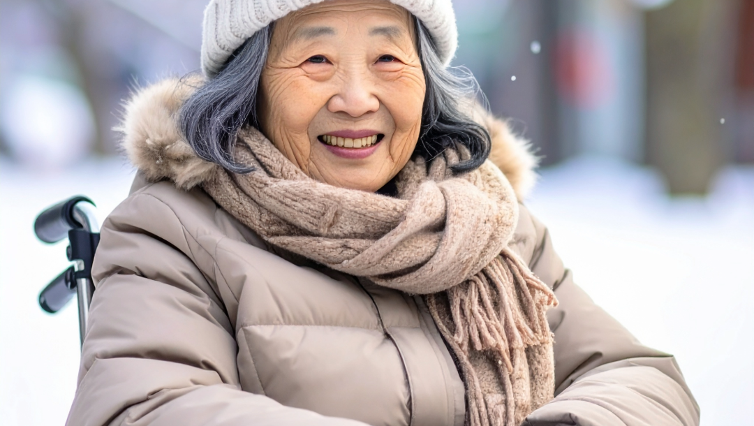 車いすの女性が、笑顔で乗車する車に乗り込む前の画像